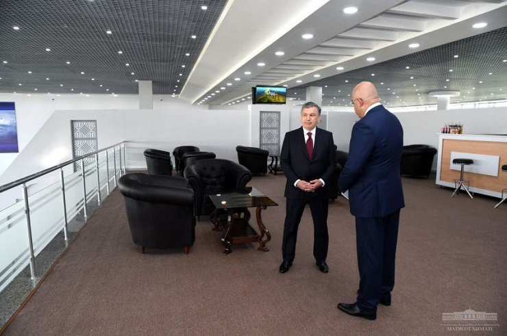 THE PRESIDENT REVIEWS THE NEW TERMINAL OF TERMEZ INTERNATIONAL AIRPORT