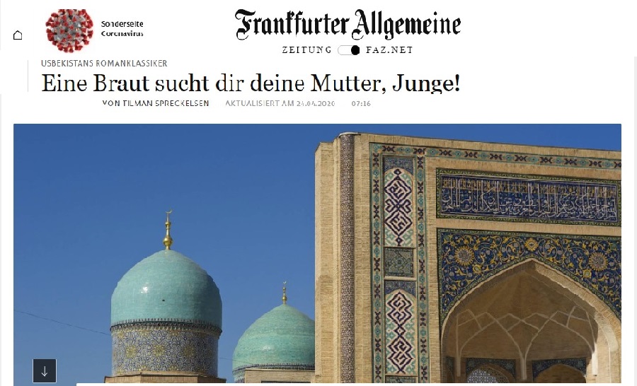 “Frankfurter Allgemeine Zeitung” нашри Германия жамоатчилигини Абдулла Қодирий ва «Ўткан кунлар» романи билан таништирмоқда