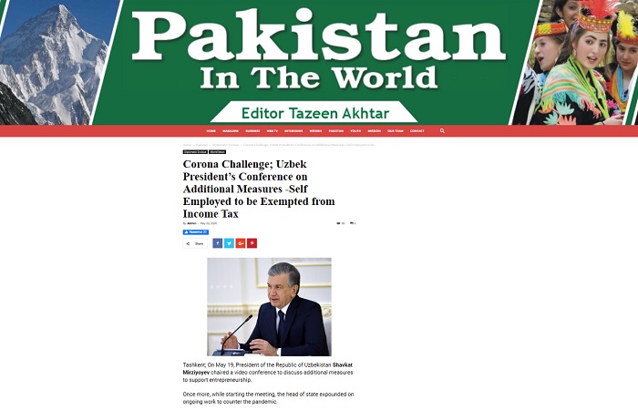 «Pakistan in the World»: Ўзбекистонда пандемия шароитида тадбиркорлар ҳуқуқ ва мулк дахлсизлиги таъминланмоқда
