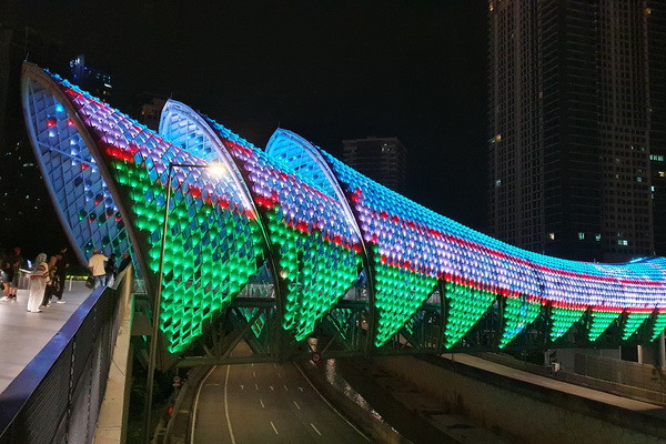 Kuala Lumpur is transformed into the colors of the national flag of Uzbekistan