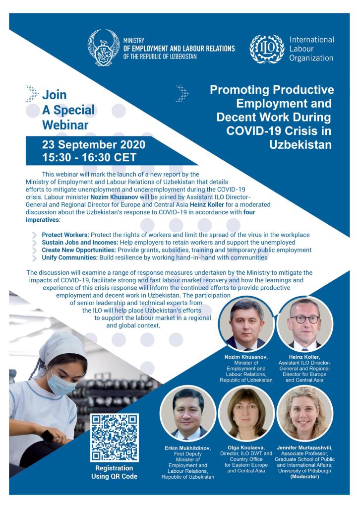 WEBINAR ON PROMOTING PRODUCTIVE EMPLOYMENT AND DECENT WORK DURING THE COVID-19 CRISIS IN UZBEKISTAN