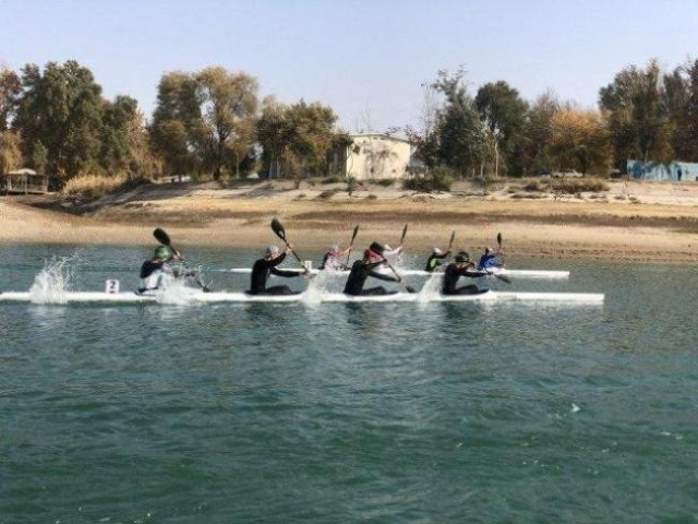 Kayakers and canoeists compete on Tashkent Sea