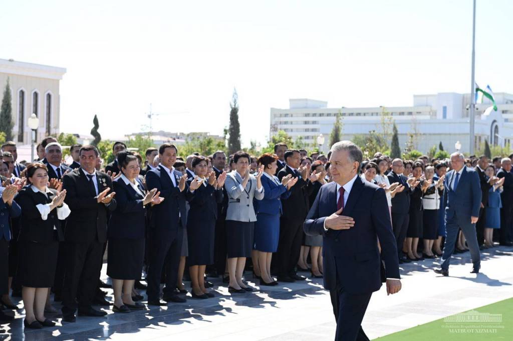 President Shavkat Mirziyoyev attends the opening ceremony of the Jaloliddin Manguberdi Memorial Complex