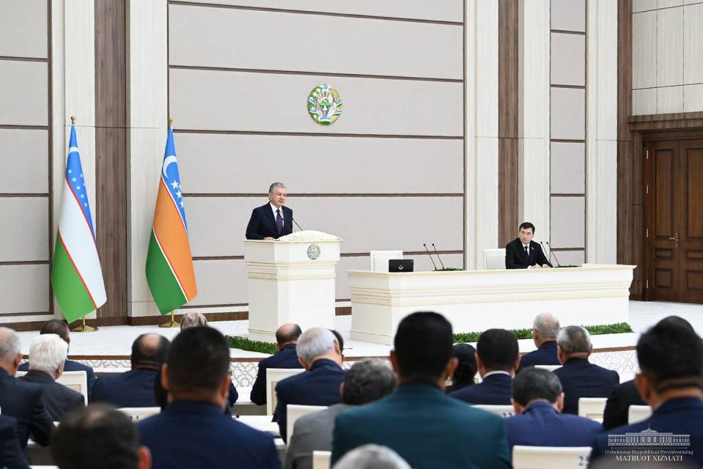 President Shavkat Mirziyoyev attends the 34th session of the Jokargy Kenes of the Republic of Karakalpakstan